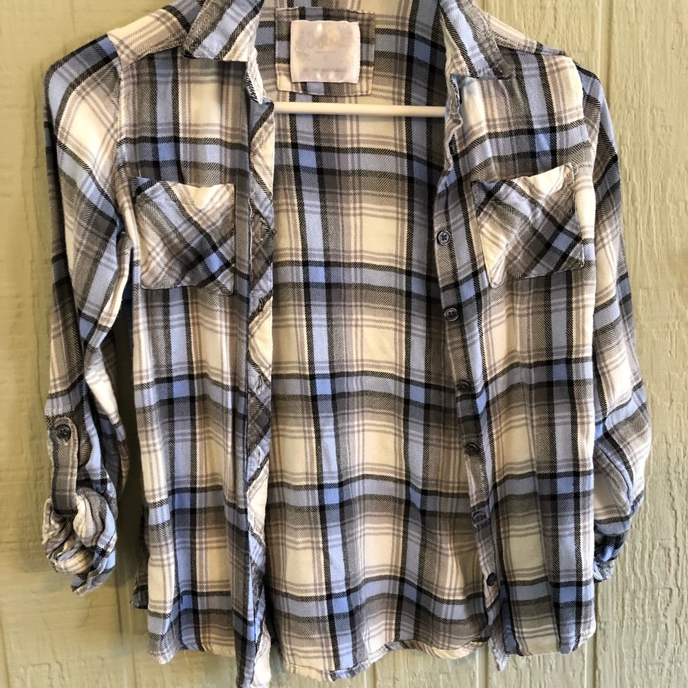 Justice blue plaid button down - 8